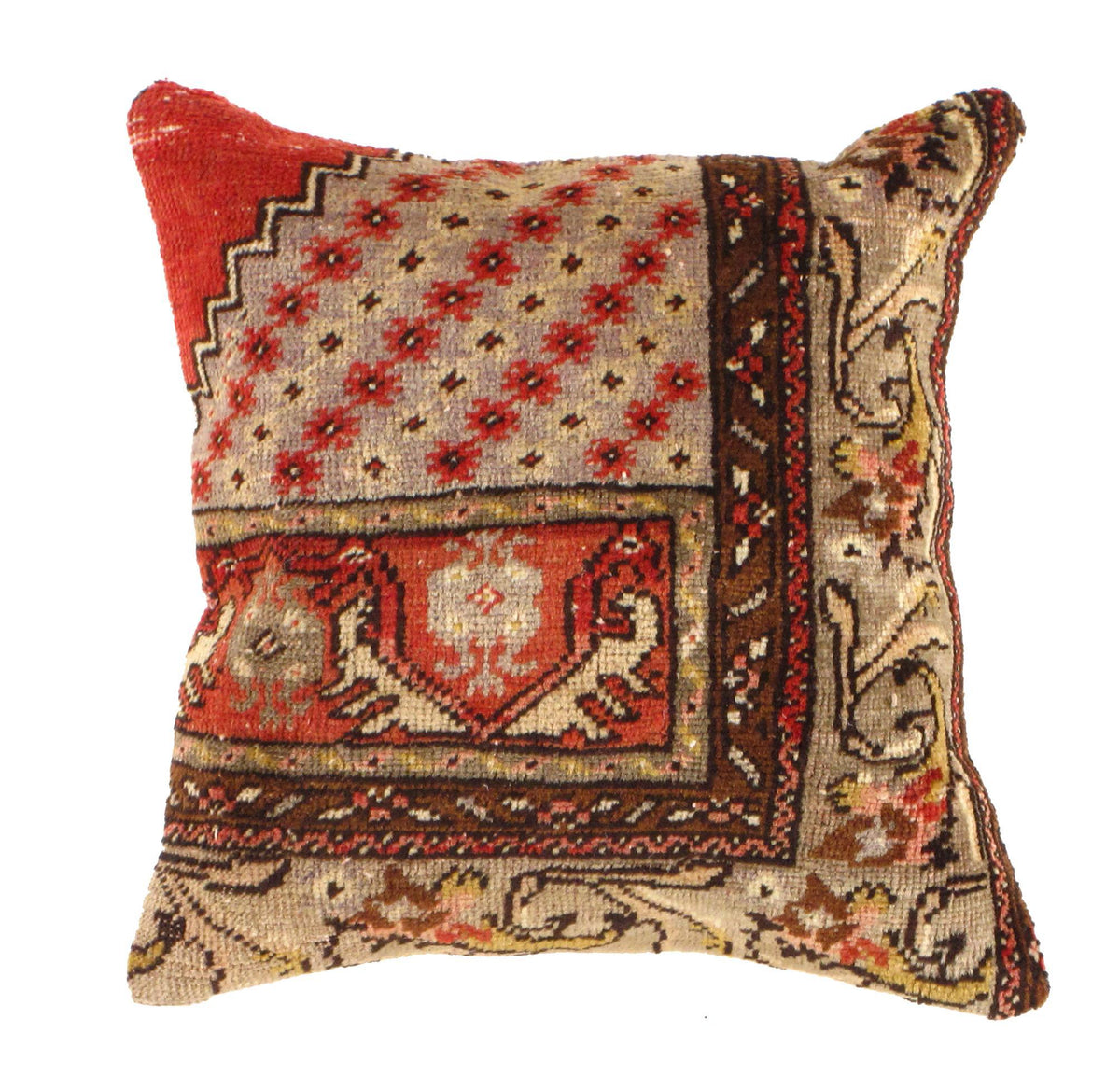 Canvello Hand Knotted Red And Gold Throw Pillows - Canvello