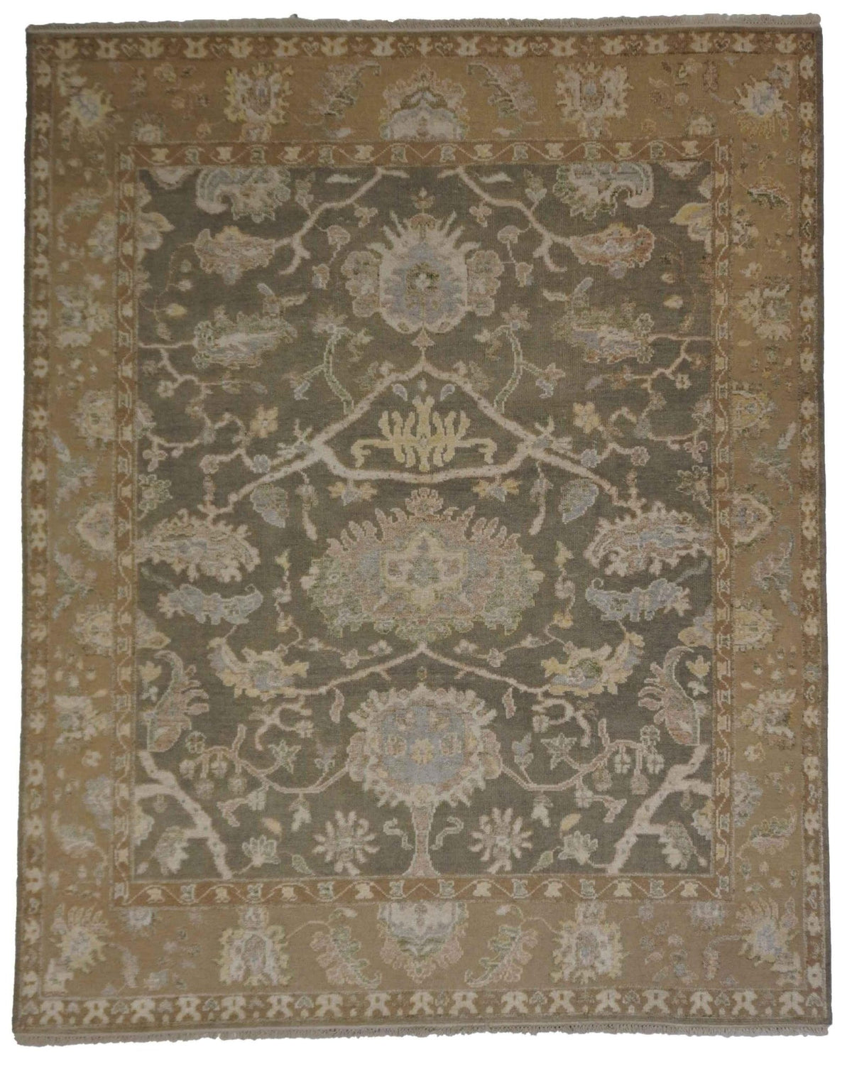 Canvello Hand Made Transitional All Over Indo Oushak Rug - 8'1'' X 10'2'' - Canvello