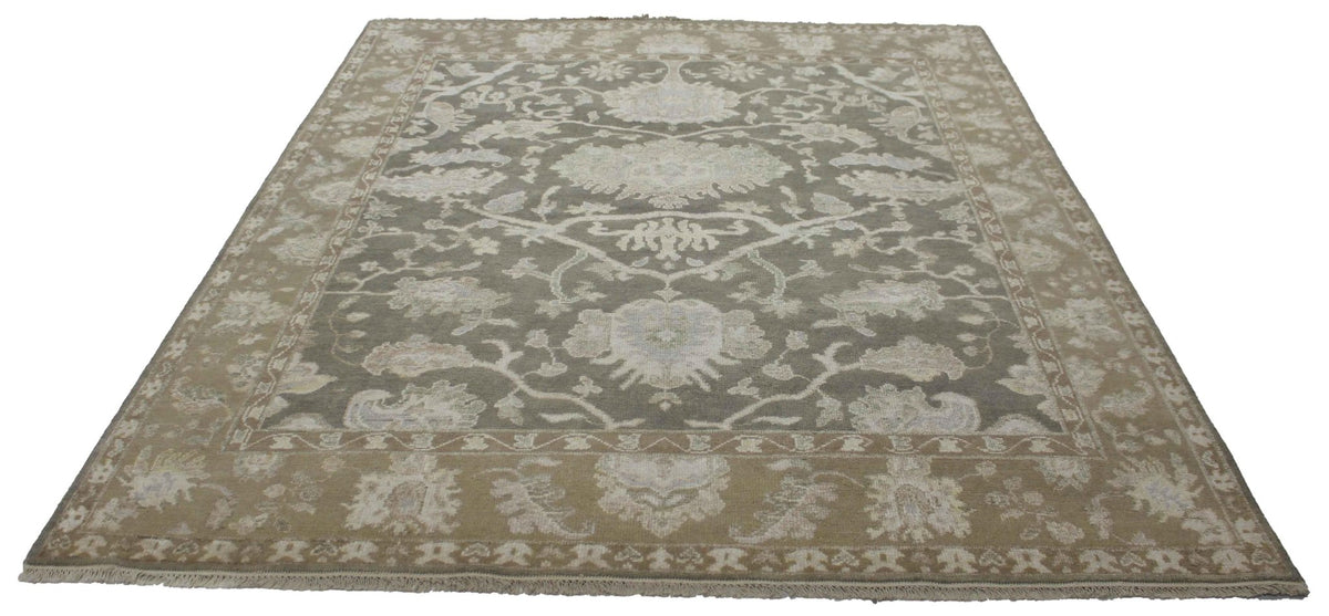 Canvello Hand Made Transitional All Over Indo Oushak Rug - 8'1'' X 10'2'' - Canvello