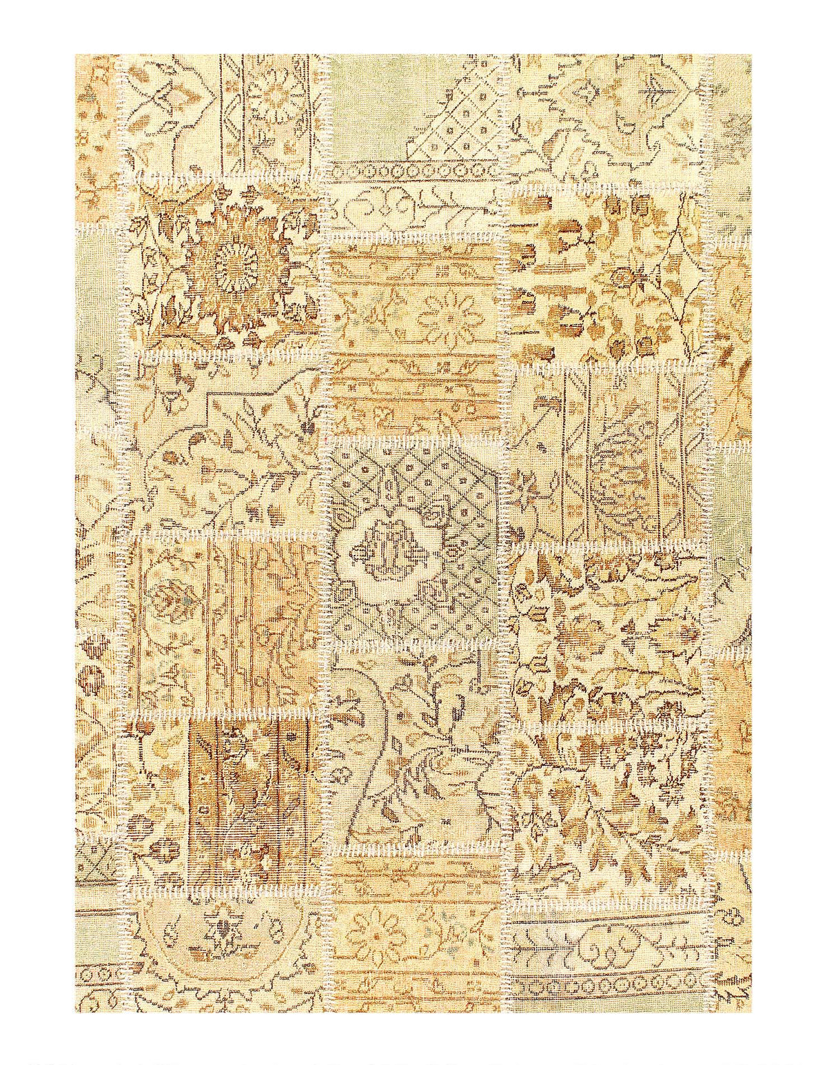 Canvello Handmade Beige Turkish Patch work - 5'11'' X 8'11'' - Canvello