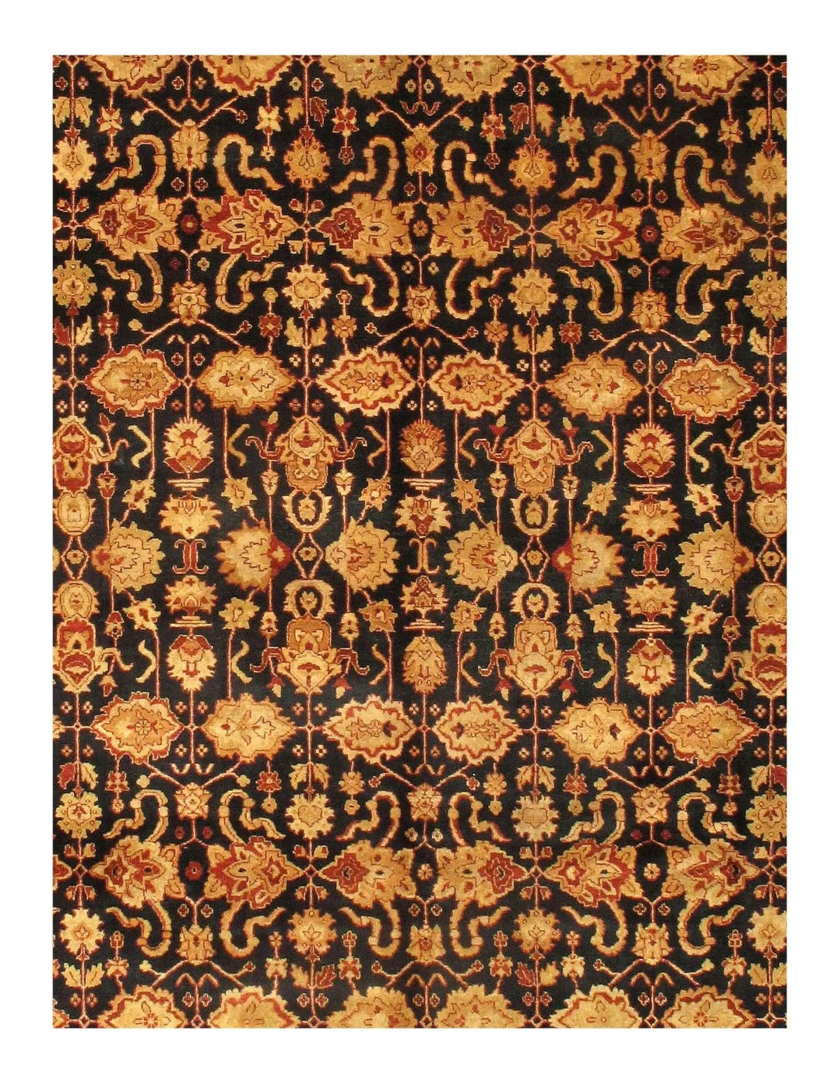 Canvello Handmade Black Silkroad Sultanabad design rug - 9' X 12' - Canvello