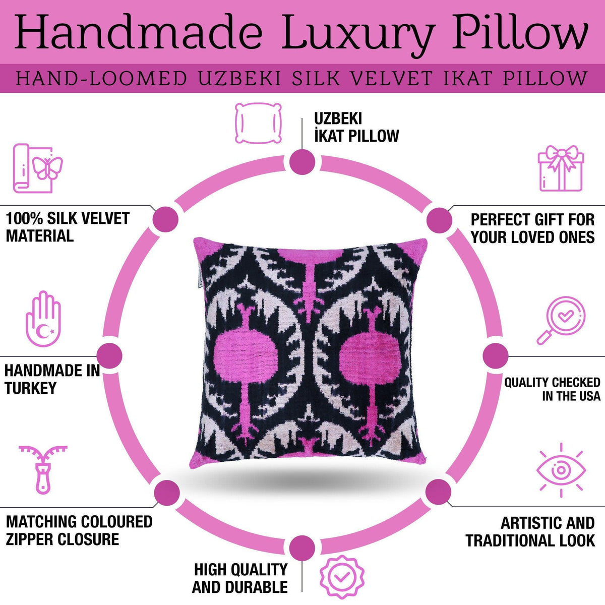 Canvello Handmade Floral Pink Throw Pillows - 16x16 inch - Canvello