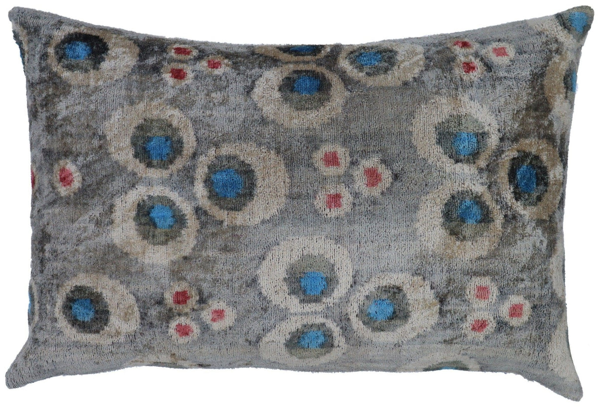 Canvello Handmade Gray Blue Velvet Throw Pillows - 16X24 in - Canvello