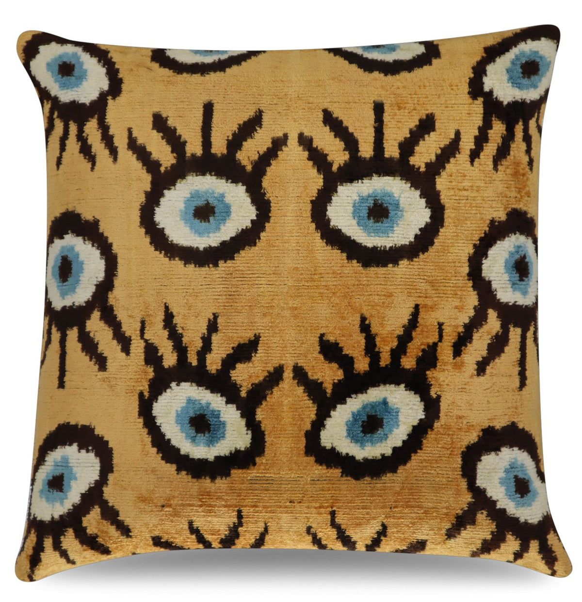 Canvello Handmade Luxury Velvet Silk Evil Eye Throw Pillow With Down Insert