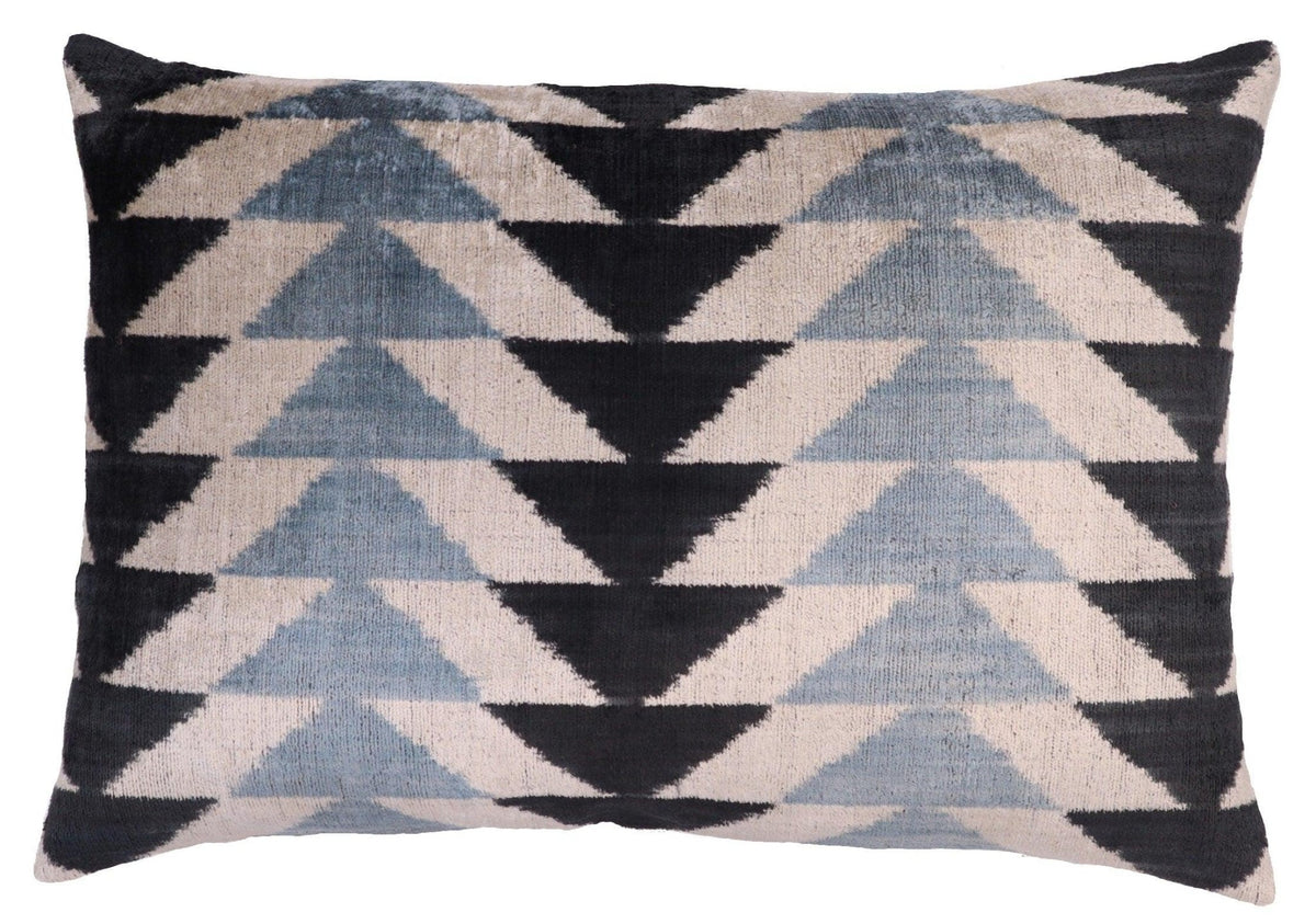 Canvello Handmade Luxury Ivory Gray Black Throw Pillow Feather Filled | 16x24 - Canvello