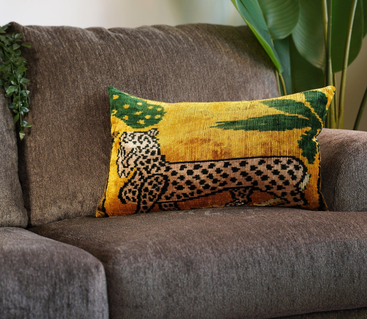 Canvello Handmade Luxury Yellow Tiger Throw Pillows - 16x24 in - Canvello