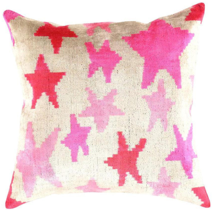 Canvello Handmade Pink start Throw Pillow with Down Insert - 18 x 18 in - Canvello