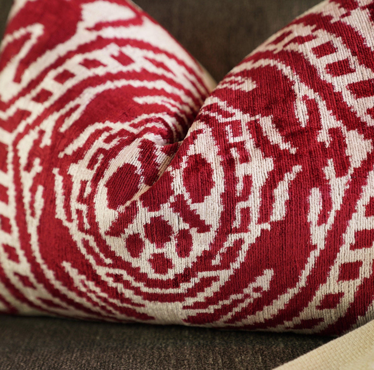 Canvello Handmade Red Super Soft Pillow With Down Insert - 16"x24" - Canvello