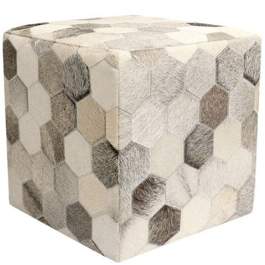 Canvello Home Cowhide Ottoman 18" x 18" x 18" - Canvello