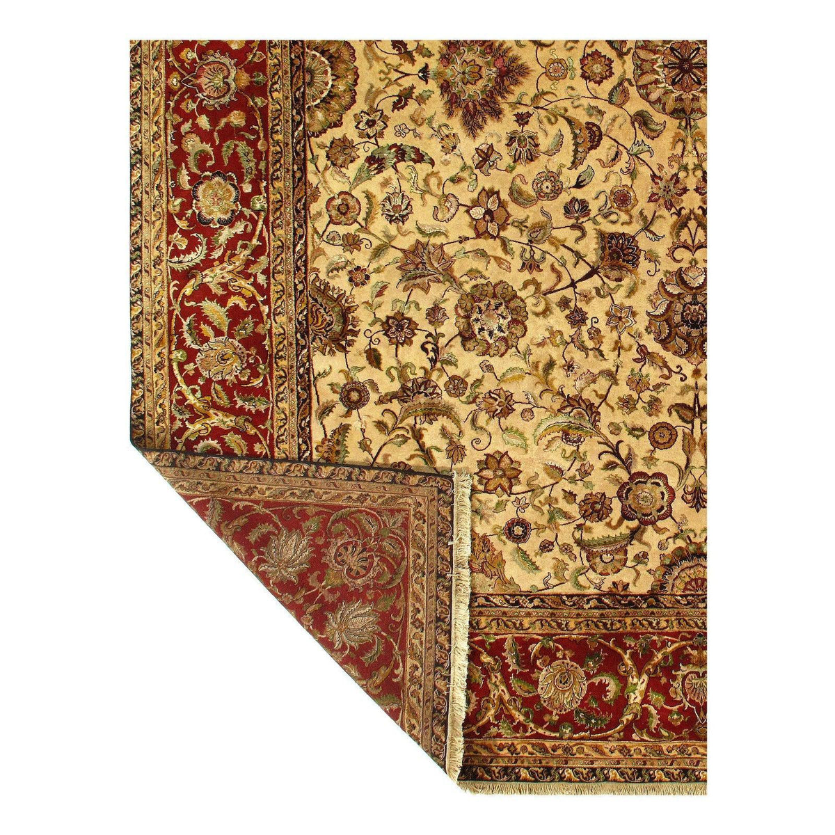 Canvello Indo Agra Beige New Zealand Wool Rug - 12' x 15'3" , , - Canvello