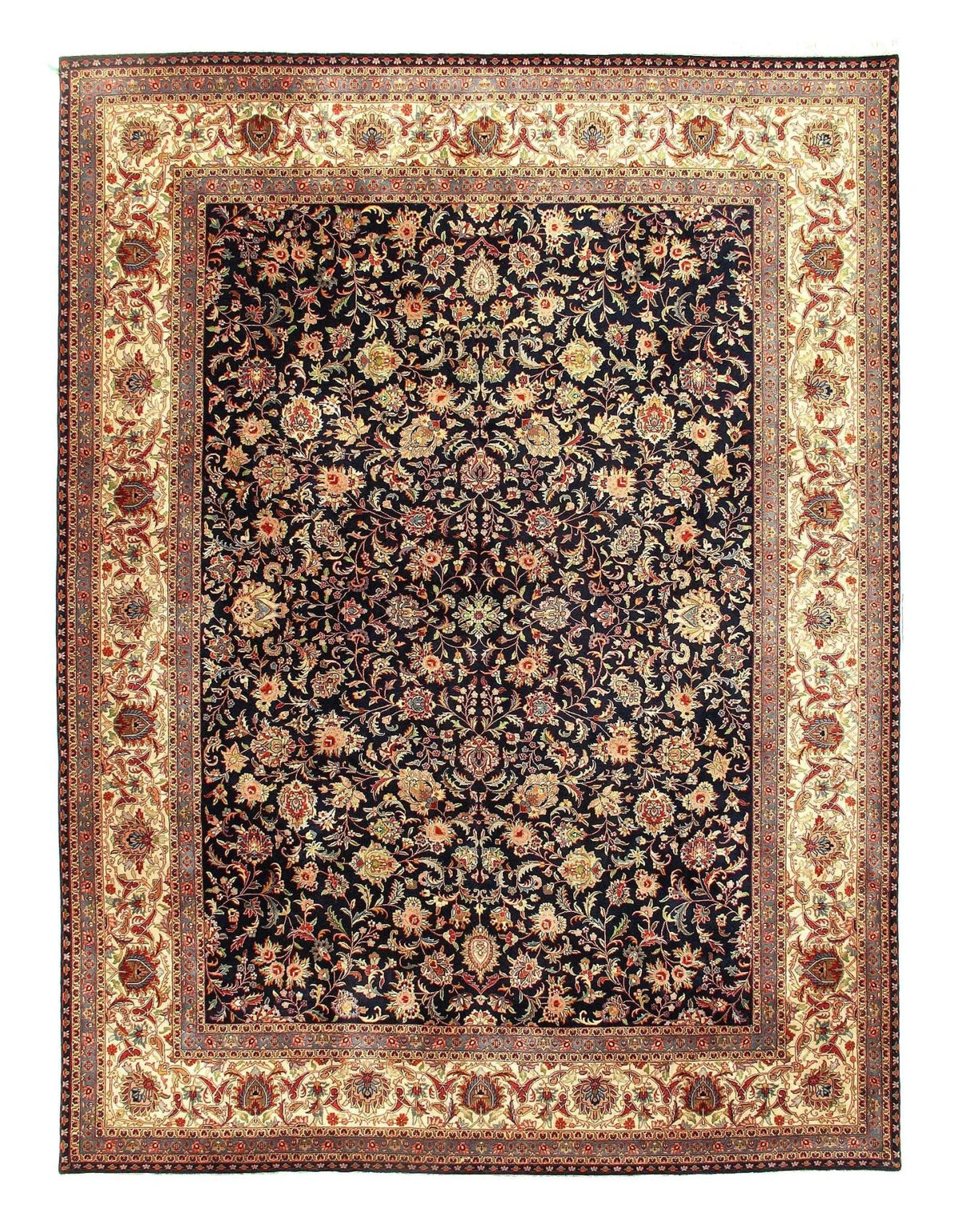 Canvello Indo Kashan Design Hand Knotted Rug - 9'1" X 12'3" - Canvello