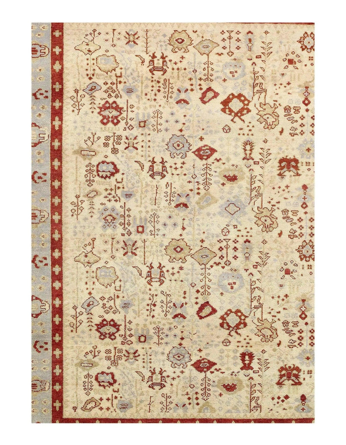Canvello Ivory color fine Hand Knotted Indian Oushak Rug - 8' X 10' - Canvello