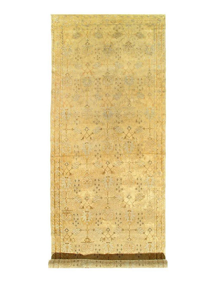 Canvello Ivory Indian Antique Agra Rug - 5'9'' X 17' - Canvello