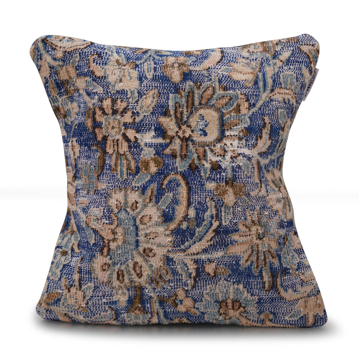 Almohada de alfombra Kerman hecha a mano Shabby Chic antigua única en su tipo - 18 "x 18"