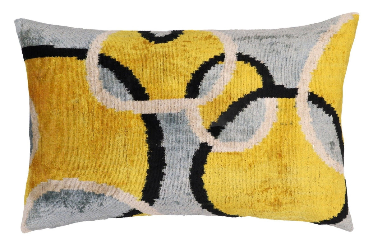Canvello Luxury Decorative Yellow Gray Pillow With Down Insert - 16x24 in - Canvello