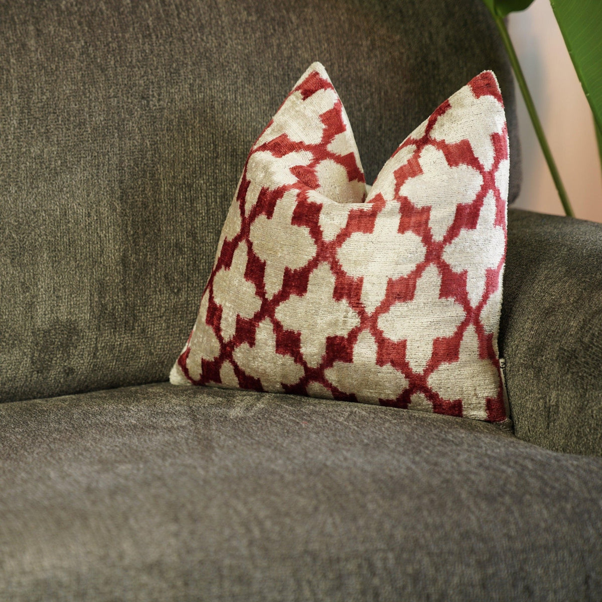 Canvello Luxury Hot Pink Geometric Pillow with Down Insert 16"x16" - Canvello