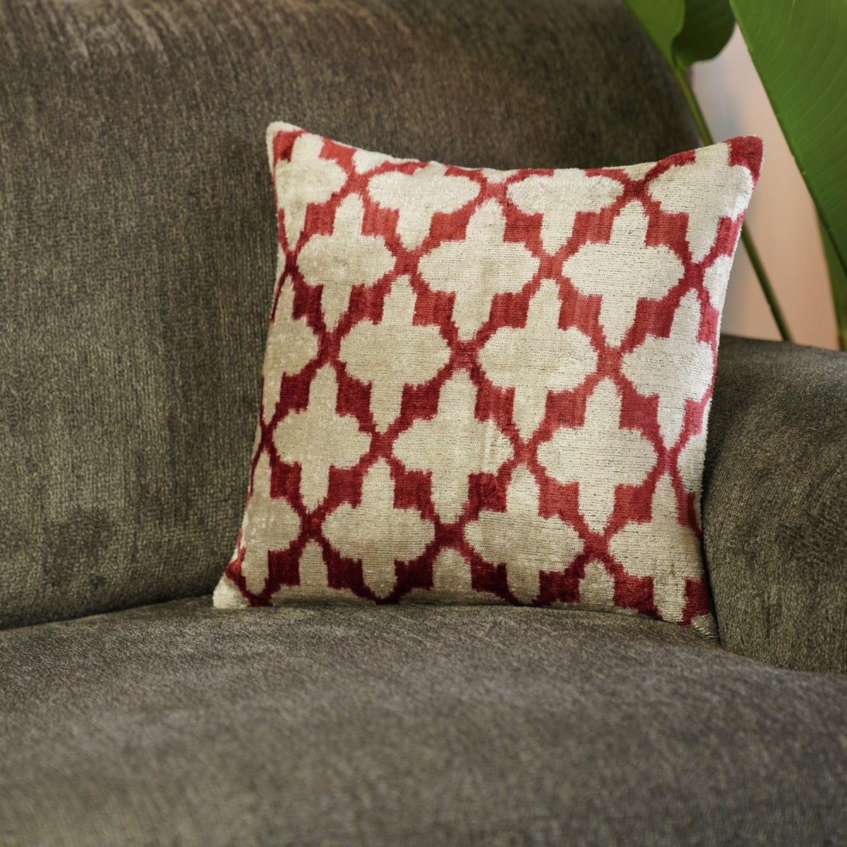 Canvello Luxury Hot Pink Geometric Pillow with Down Insert 16"x16" - Canvello
