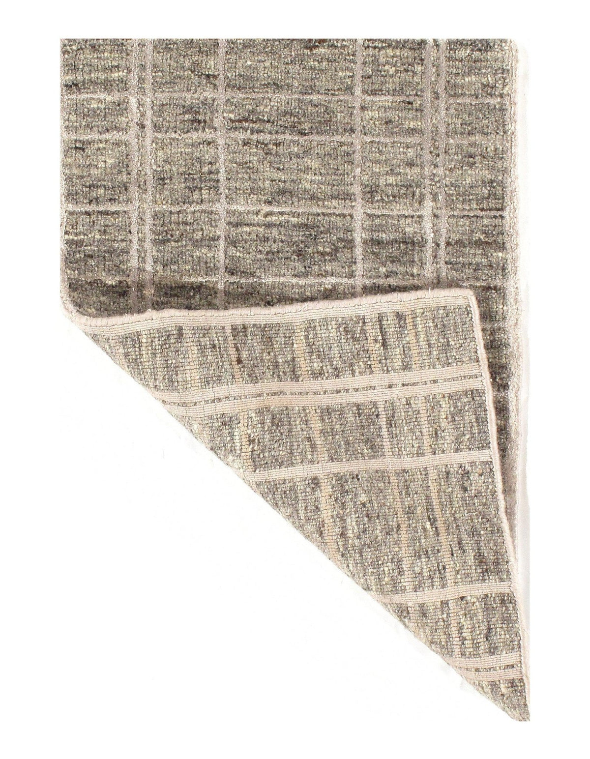 Canvello Modern Beige Crosshatch Hand - made Bamboo Silk Indo Rug - 2' x 3' - Canvello