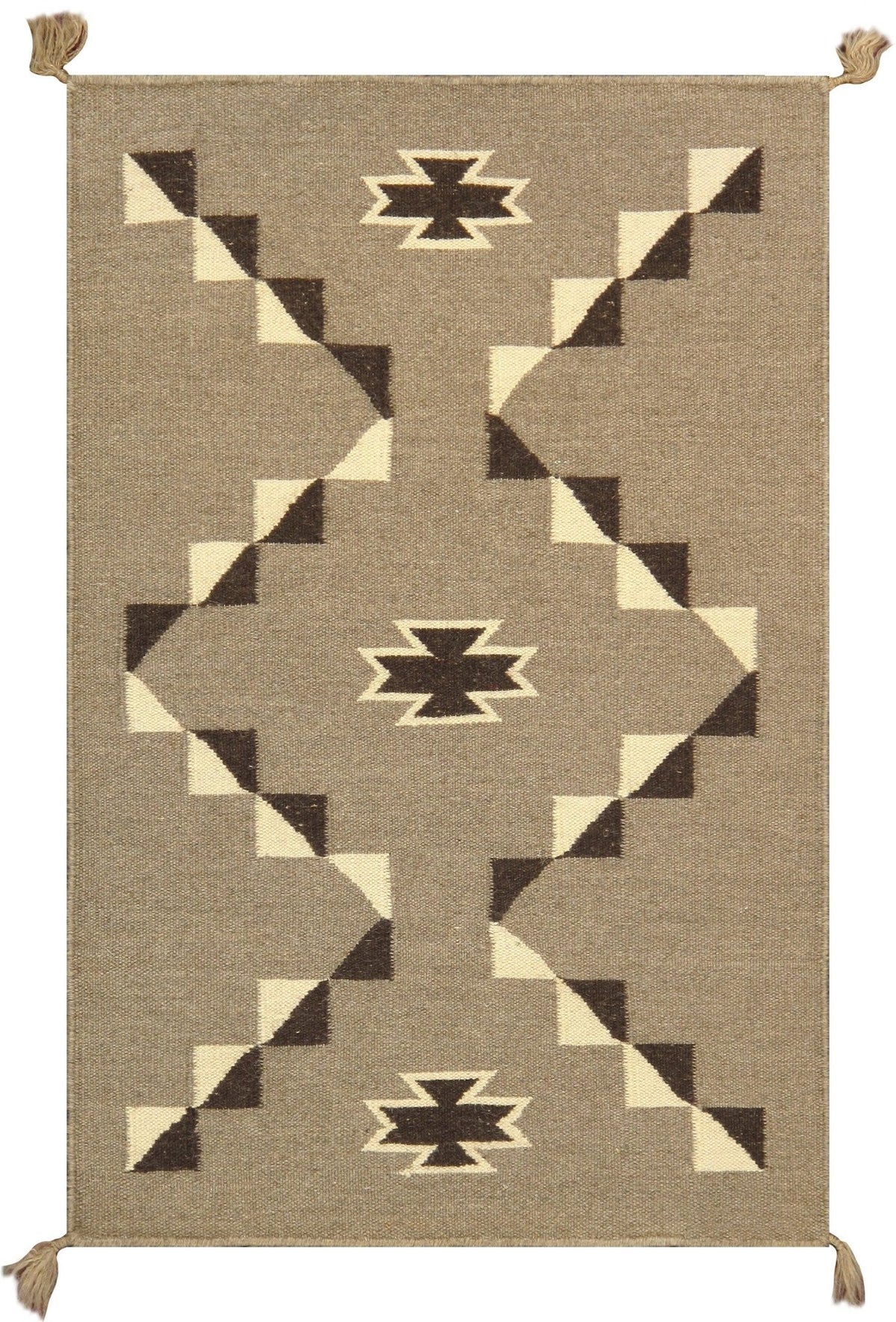Canvello Navajo Style Hand - Woven Wool Mocha Area Rug - 2'1" X 3'1" - Canvello