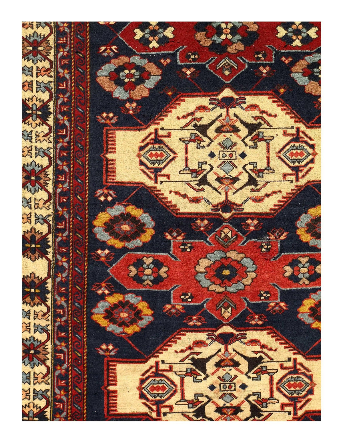 Canvello Navy Blue Antique Caucasian Kazak Rugs - 4'3'' X 6'4'' - Canvello