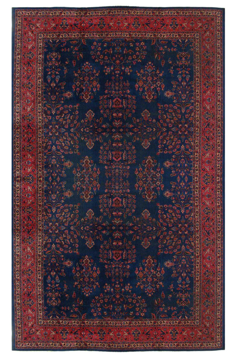Canvello Navy Blue Antique Turkish Tabriz Rug - 10'9" x 21'5" - Canvello