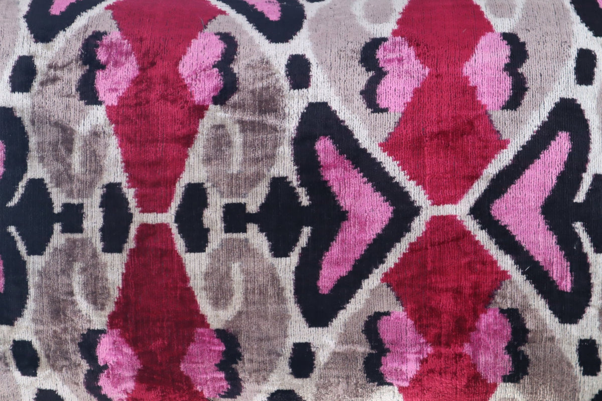 Canvello Pink Gray Handmade 16x24 Silk Velvet Pillow, Organic Veg Dyed, Down/Feather Filled - Canvello