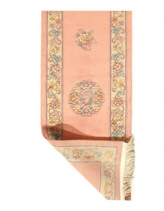 Canvello Rose color Fine Hand Knotted Chinese Peking Runner 2'3'' X 12' - Canvello