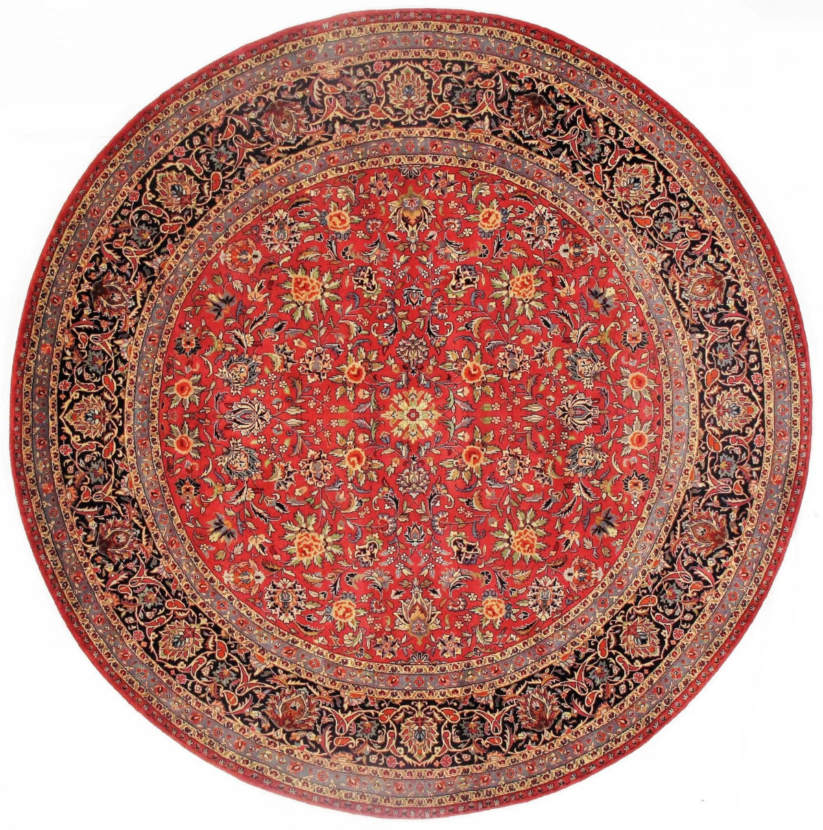Canvello Rust Indian round Kashan Rug - 8' X 8' - Canvello
