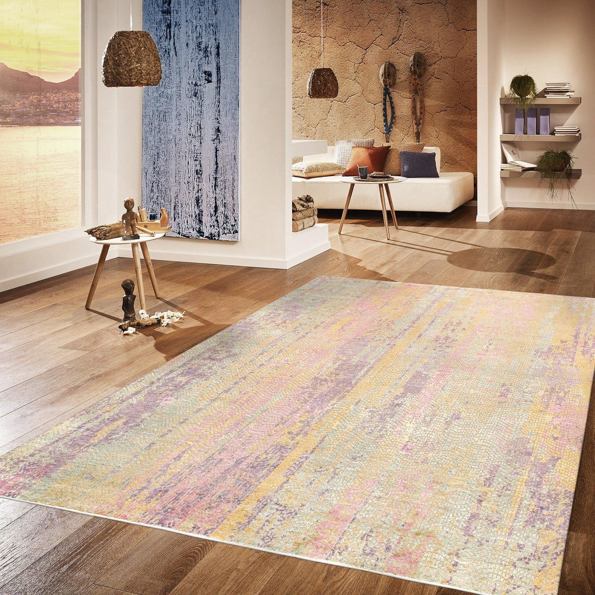 Canvello Silk & Wool Colorful Modern Area Rugs - 7'10" X 9'8" - Canvello
