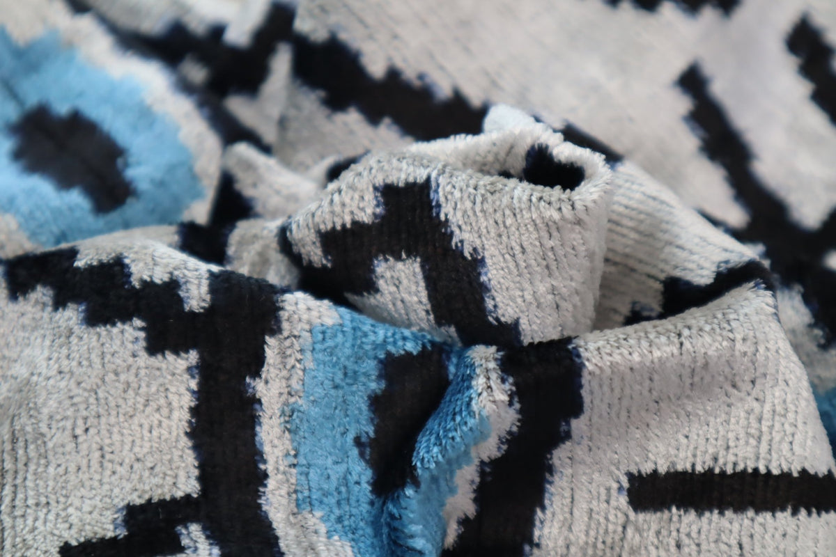 Canvello Silver Black Blue Vegetable Dyed Handmade Turkish Silk Velvet Pillow - A Work of Art - Canvello
