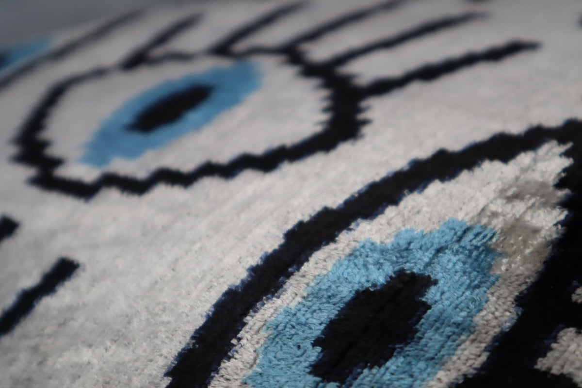 Canvello Silver Black Blue Vegetable Dyed Handmade Turkish Silk Velvet Pillow - A Work of Art - Canvello