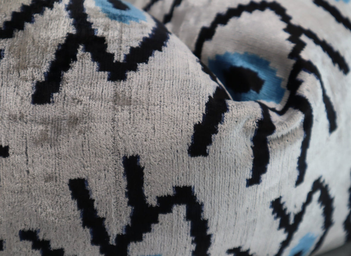 Canvello Silver Black Blue Vegetable Dyed Handmade Turkish Silk Velvet Pillow - A Work of Art - Canvello