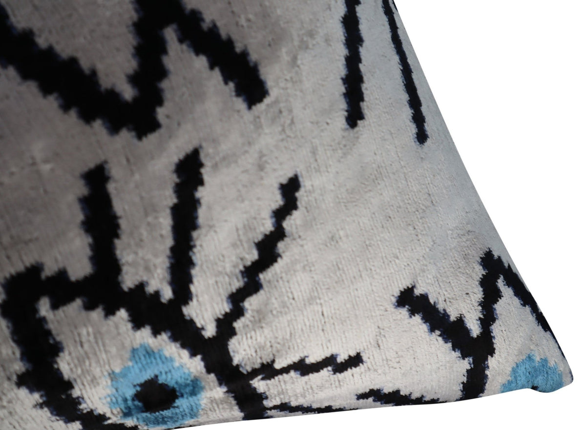 Canvello Silver Black Blue Vegetable Dyed Handmade Turkish Silk Velvet Pillow - A Work of Art - Canvello