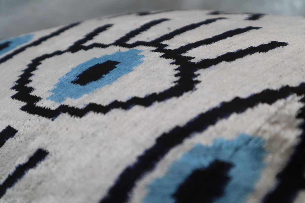 Canvello Silver Black Blue Vegetable Dyed Handmade Turkish Silk Velvet Pillow - A Work of Art - Canvello