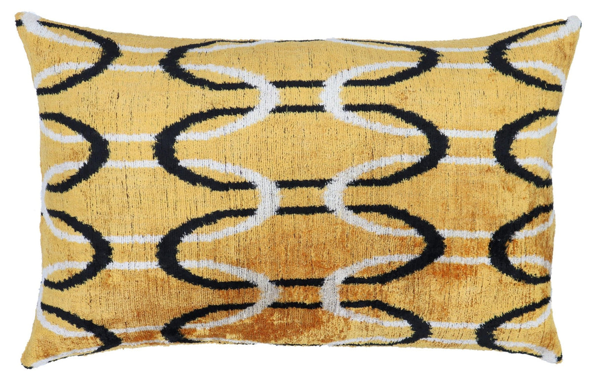Canvello Soft Velvet Silk Gold Bkack Couch Cushion with Fown Insert - 16x24 - Canvello