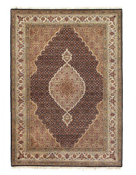 Canvello Tabriz Mahi Design Silk & Wool Rug - 4'8" X 6'6" - Canvello