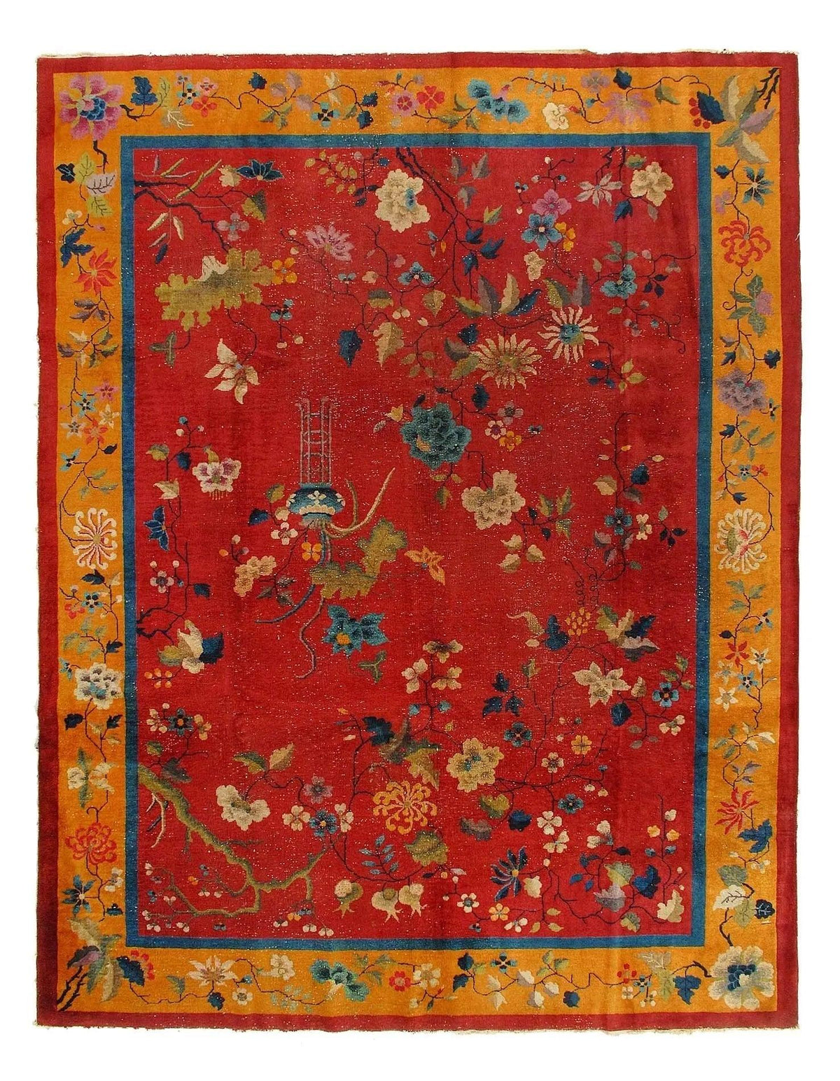 Canvello Timeless Beauty: An Antique Hand Knotted Chinese Art Deco Rug - 8'11'' X 11'7'' - Canvello