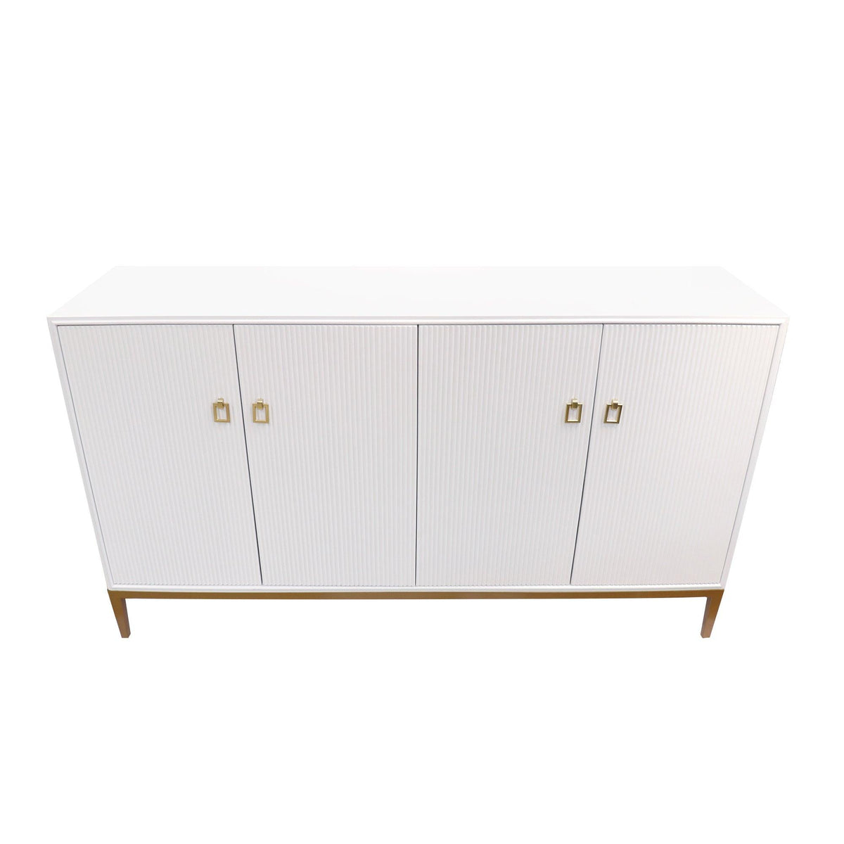 Canvello Victoria Ivory Sideboard, 4 Doors, 2 Drawer with Bronze Metal Frame - Canvello
