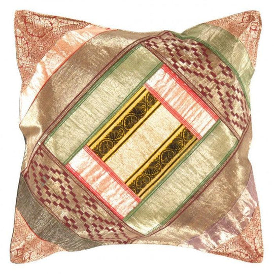 Canvello Vintage Design Sari Silk Square Pillow - 16" X 16" - Canvello