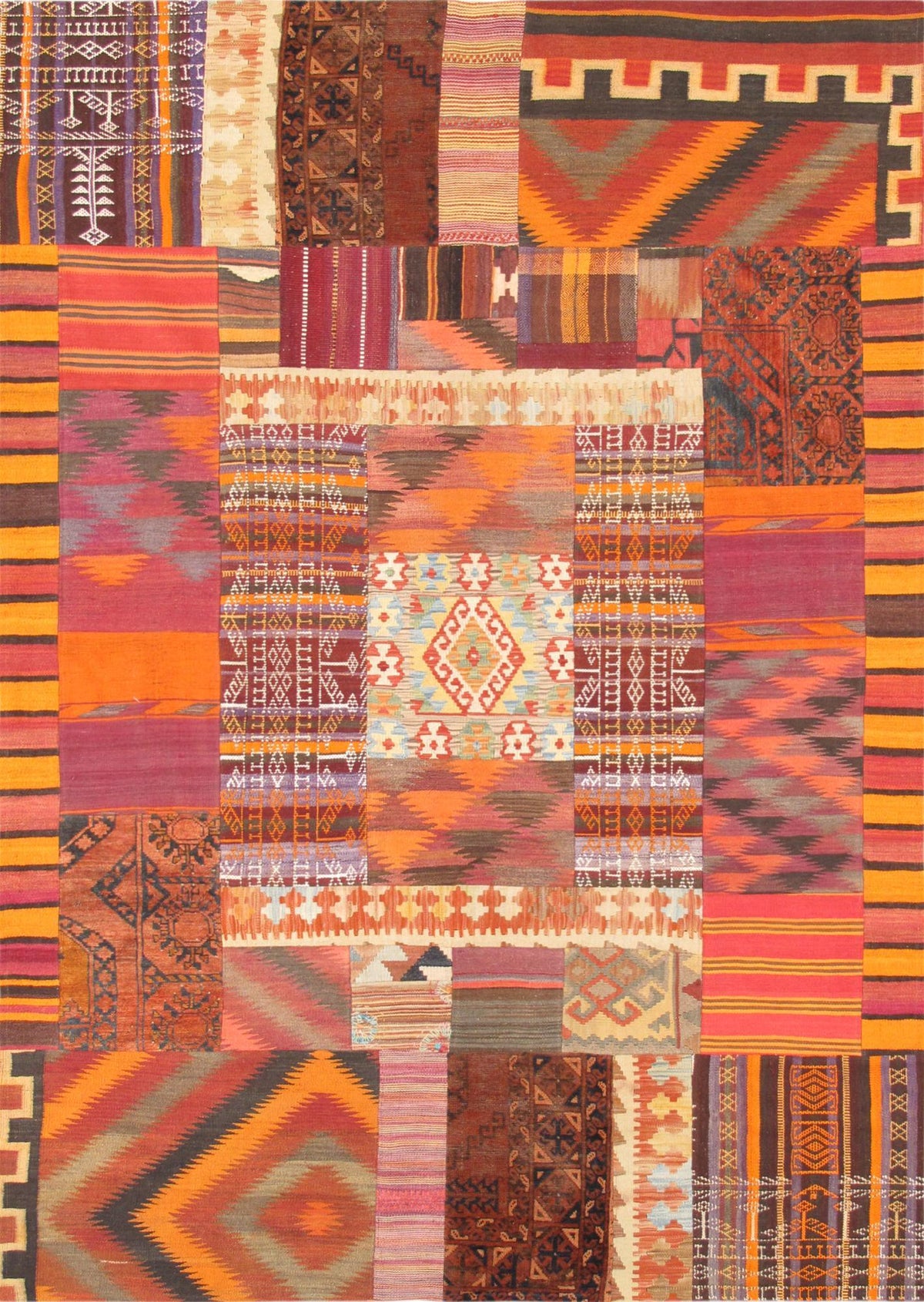 Canvello Vintage Patchwork Multi Lamb's Wool Area Rug- 6'5" X 9'5"