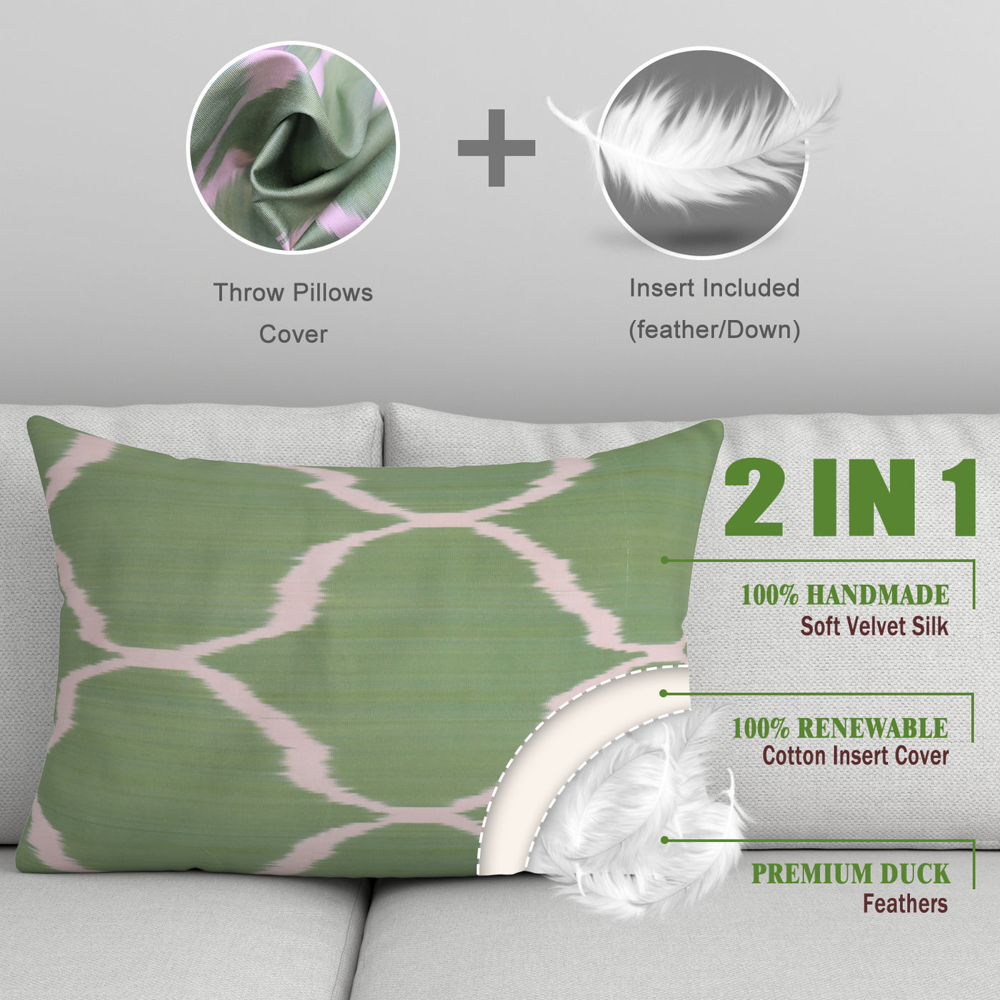 Forest Green Pillow | Green Velvet Silk Pillow | Canvello