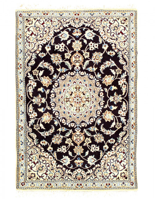 Canvello Fine Hand Knotted Silk & wool Silkroad Nain Rug - 2'11'' X 4'6''