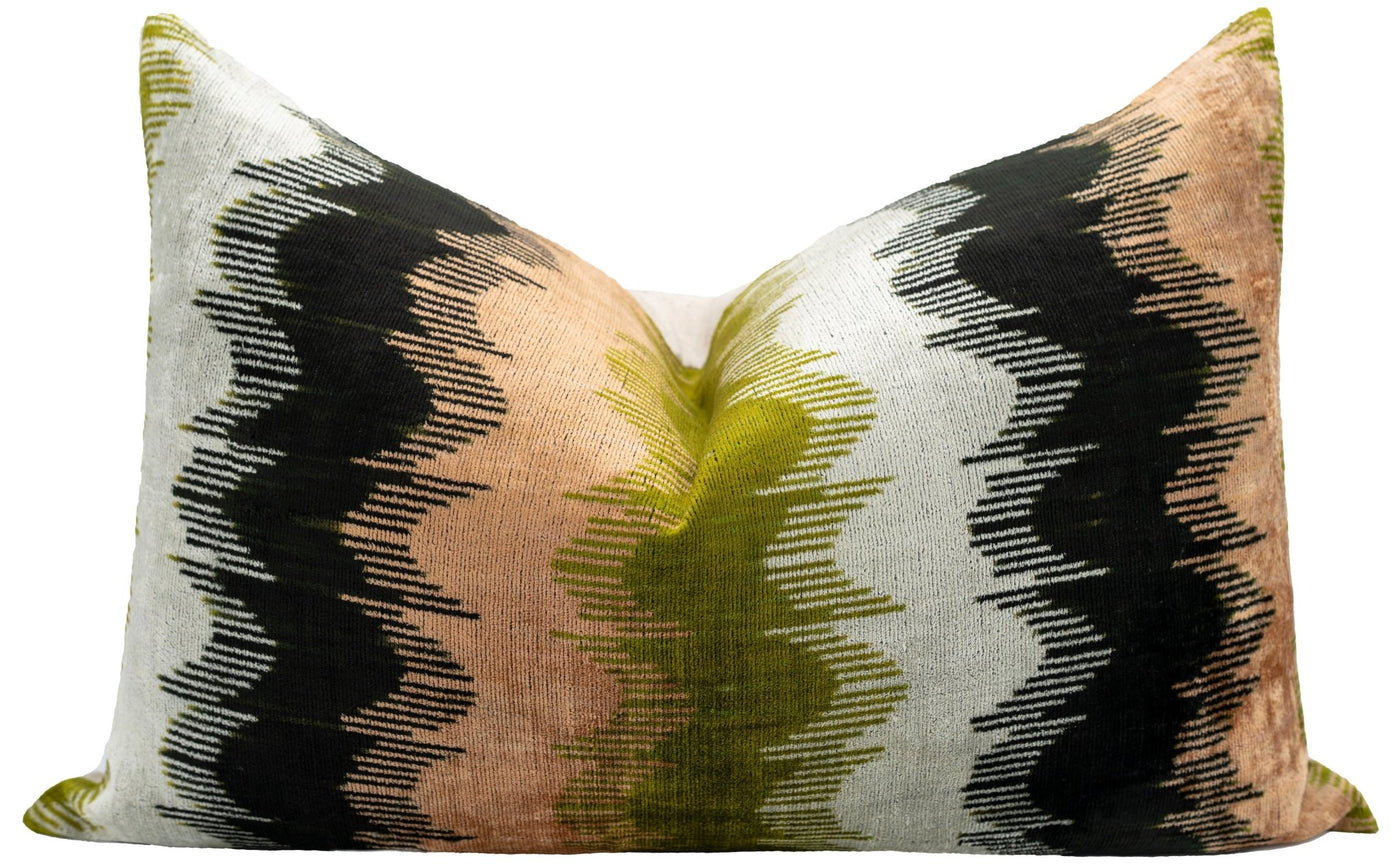 16x24 in Earthy Wave Pattern Throw Pillow Modern Beige, Green, Black & White Cushion for Versatile Home Décor Down Feather insert INCLUDED - Canvello