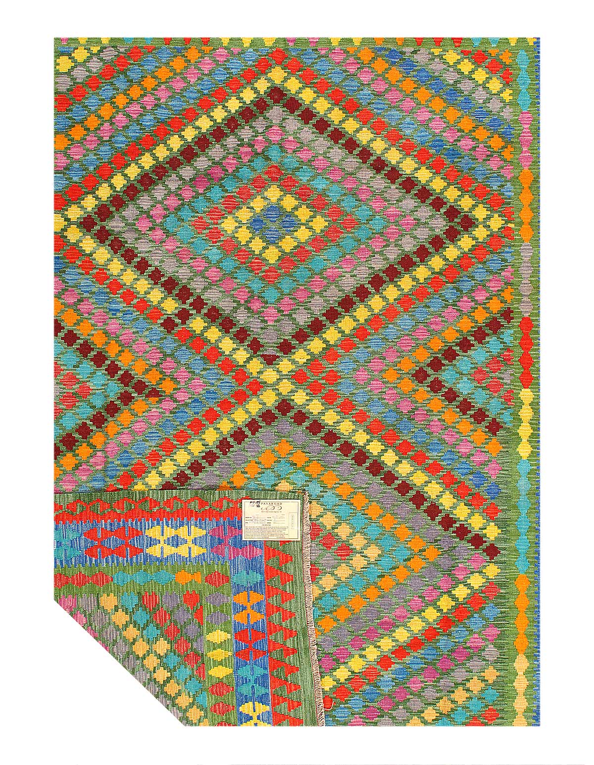 Caucasian Tribal Style Flat Weave kilim - 6'9'' X 9'5''