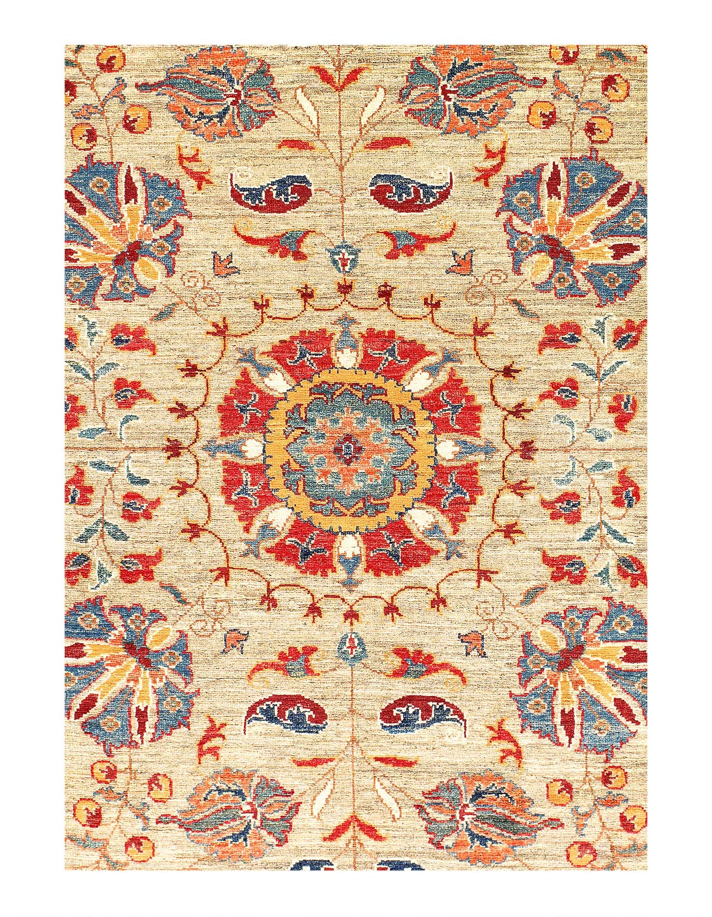 Fine Suzani Natural Dyed Wool Rug 5'7'' X 8'2''