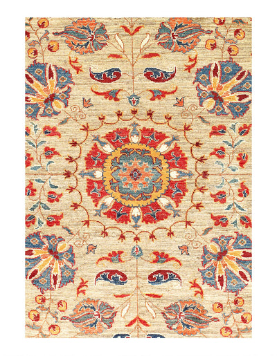 Fine Suzani Natural Dyed Wool Rug 5'7'' X 8'2''
