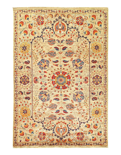 Fine Suzani Natural Dyed Wool Rug 5'7'' X 8'2''