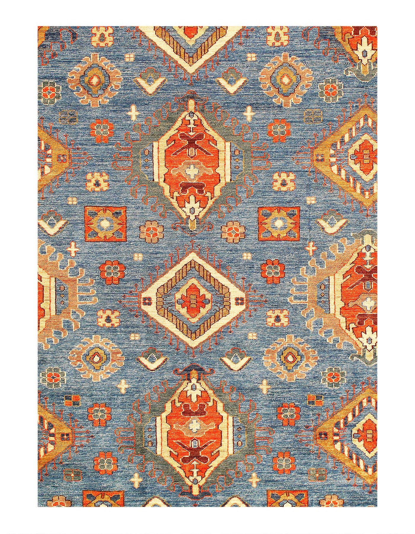 Light Blue Fine Hand knotted Kazak 8' X 9'9''