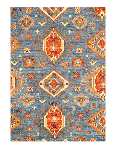 Light Blue Fine Hand knotted Kazak 8' X 9'9''