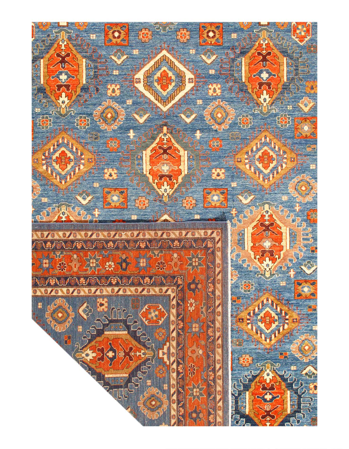 Light Blue Fine Hand knotted Kazak 8' X 9'9''